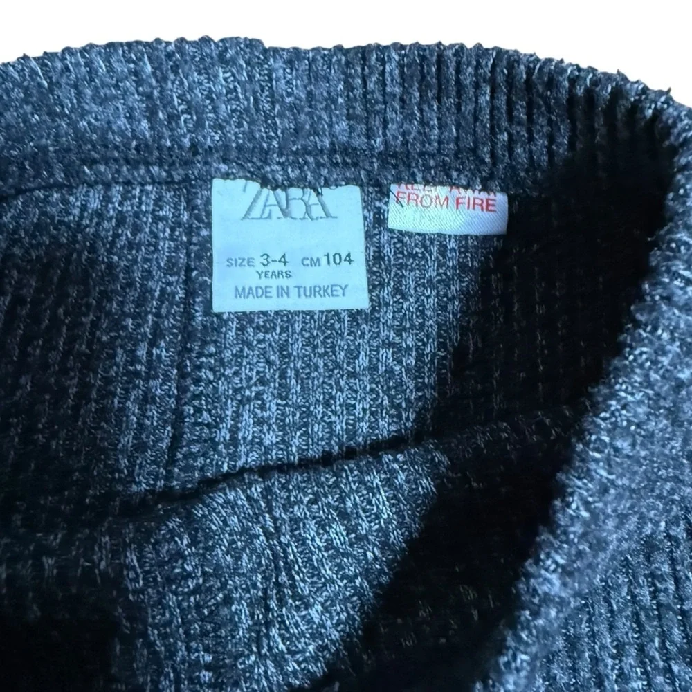 ZARA Kids Ribbed Knit Jogger Pants Dark Gray Size 3-4Y